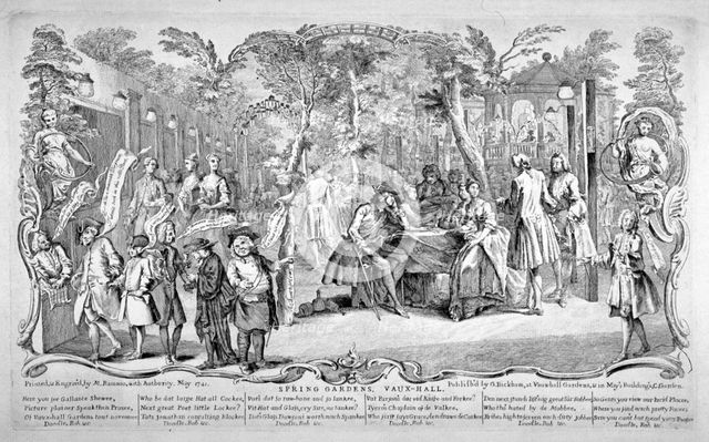 Scene at Spring Gardens, Vauxhall, London, 1741.                 Artist: M Ramano
