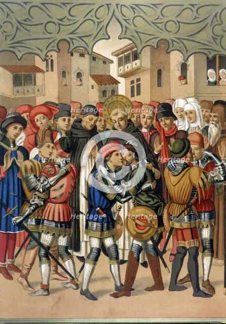 Scene at St. Vincent Ferrer (1350-1419), a Dominican theologian and preacher Spanish sides Centel…