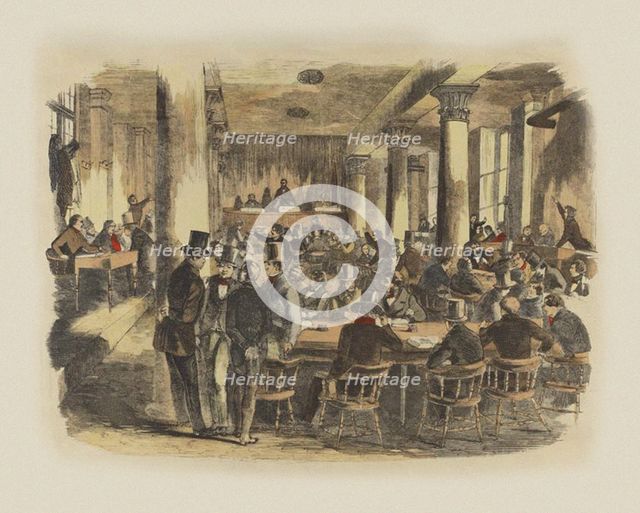 Scene at the Stock Exchange, New York In 1850, 1870s.