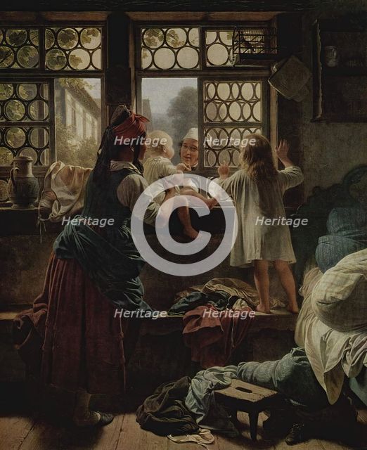 Scene by the Window, 1858. Creator: Friedrich Eduard Meyerheim.
