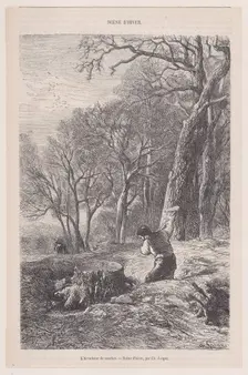 Scène d'hiver: l'arracheur de souches; from Magasin Pittoresque, ca. 1852. Creator: François Rouget
