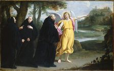 Scène de la vie de saint Benoît : l'ange désignant à saint Benoît l'emplacement du..., c1656. Creator: Philippe de Champaigne