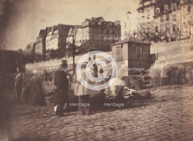 Scène de Marché au Port de l'Hôtel de Ville, Paris (Market Scene at the Port of..., before Feb 1852. Creator: Charles Nègre.