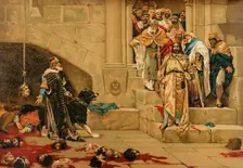 Scene depicting the legend of the Bell of Huesca, or Legend of the Monk King, (1889). Creator: Unknown