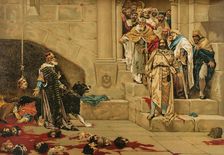 Scene depicting the legend of the Bell of Huesca, or Legend of the Monk King, (1889). Creator: Unknown