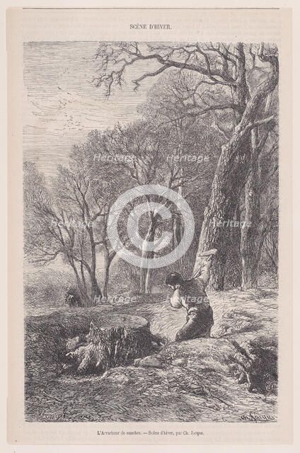 Scène d'hiver: l'arracheur de souches; from Magasin Pittoresque, ca. 1852. Creator: François Rouget.