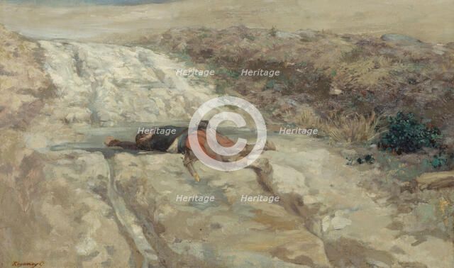 Scene from the 1870 war: dead soldier on a battlefield, c1870. Creator: Guillaume Urban Regamey.