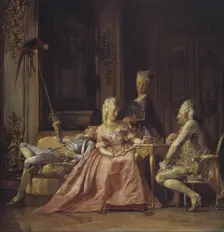 Scene from the court of Christian VII. Artist: Zahrtmann, Kristian (1843-1917)