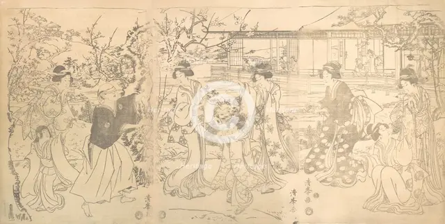 Scene from the Chushingura (Vendetta of the 47 Loyal Retailers), ca. 1820. Creator: Torii Kiyomine.