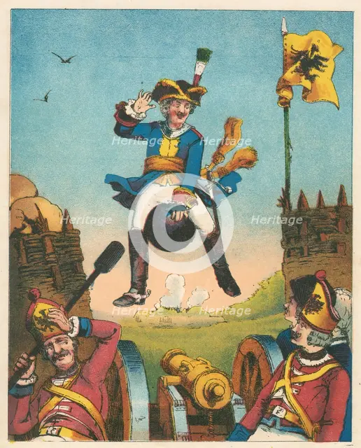 Scene from The Adventures of Baron Munchausen by Rudolph Erich Raspe, c1850. Artist: Anon