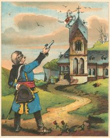 Scene from The Adventures of Baron Munchausen by Rudolph Erich Raspe, c1850. Artist: Anon