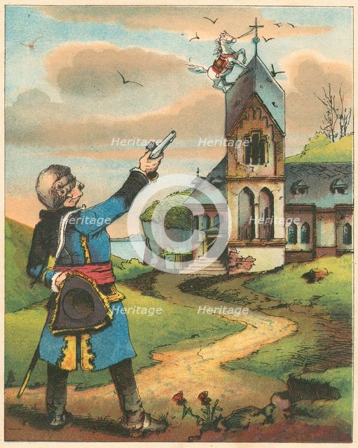 Scene from The Adventures of Baron Munchausen by Rudolph Erich Raspe, c1850. Artist: Anon
