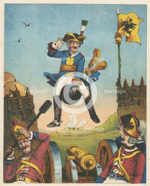 Scene from The Adventures of Baron Munchausen by Rudolph Erich Raspe, c1850. Artist: Anon