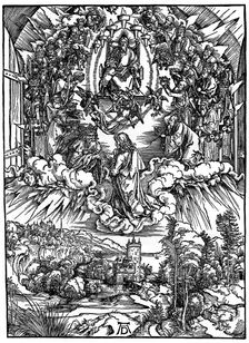 Scene from the Apocalypse, St John before God the Father and the Twenty-Four Elders 1498, (1936).Artist: Albrecht Dürer