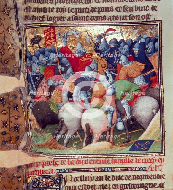 Scene from the Battle of Crecy, 1346, (c1346-c1400). Creator: Workshop of the Boucicaut Master.
