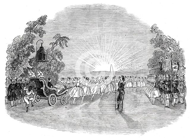 Scene from the Burlesque of "Aladdin; or the Wonderful Lamp", at the Lyceum, 1844. Creator: Unknown.