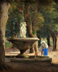 Scene from the Garden of Villa Borghese in Rome, c1839. Creator: Jorgen Pedersen Roed