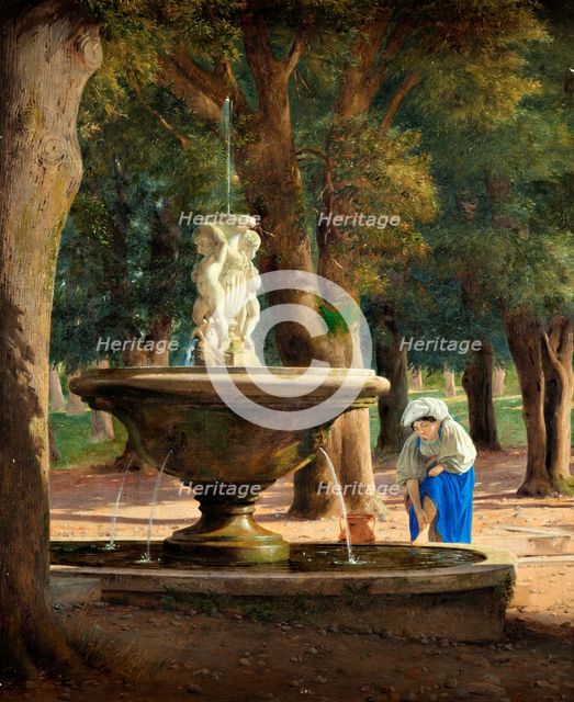 Scene from the Garden of Villa Borghese in Rome, c1839. Creator: Jorgen Pedersen Roed.
