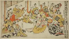 Scene from the Drama "Lyric Dance of Shizuka Gozen (Taihei Shizuka Horaku no mai)", c. 1711. Creator: Torii Kiyomasu I