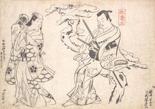 Scene from the Drama "Shusse Taiheike," Performed at the Ichimura Theatre, probab..., probably 1709. Creator: Okumura Masanobu
