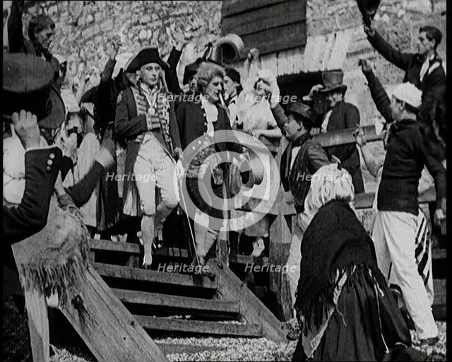 Scene from the Feature Film 'Nelson': Crowds of Actors in Period Costume Lining the..., 1920s. Creator: British Pathe Ltd.