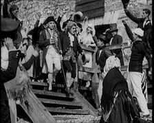 Scene from the Feature Film Nelson': Crowds of Actors in Period Costume Lining the..., 1920s. Creator: British Pathe Ltd