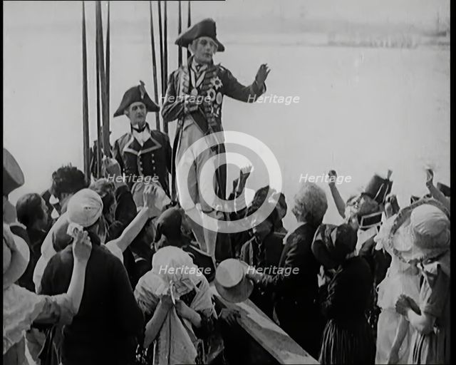 Scene from the Feature Film 'Nelson': Crowds of Actors in Period Costume Lining the..., 1920s. Creator: British Pathe Ltd.