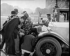 Scene from the Film The Compulsory Husband': The Actor Monty Banks Causes an Accident..., 1920s. Creator: British Pathe Ltd