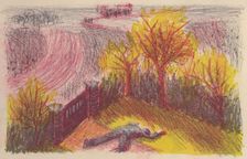 Scene from "The Invisible Man": body in a garden, 1953. Creator: Shirley Markham