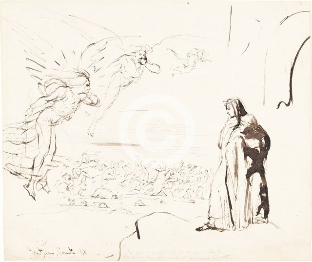 Scene from the Inferno (canto IX). Creator: William Etty.