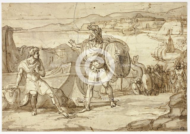 Scene from the Iliad: Confrontation of Two Warriors, n.d. Creators: Jacopino del Conte, Vincenzo Camuccini.