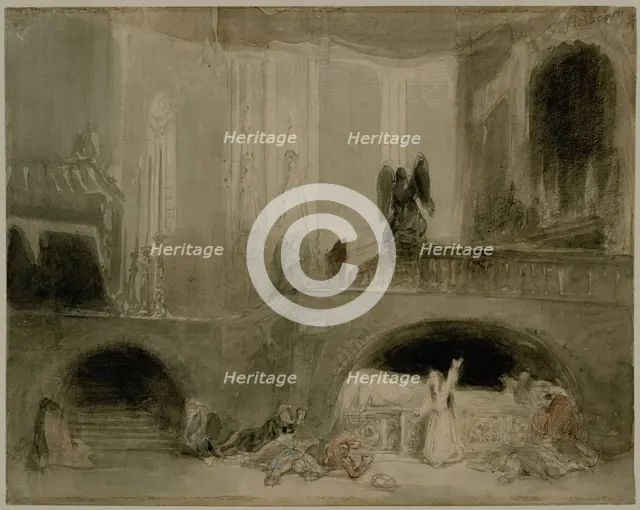 Scene from the Opera Guido et Ginevra, 1839. Creator: Johannes Bosboom.