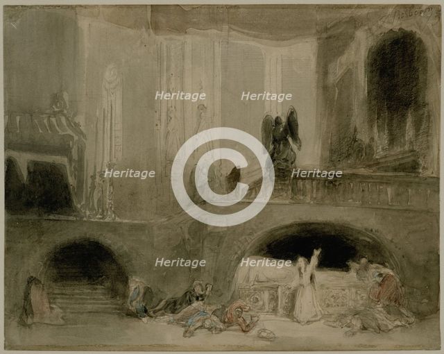 Scene from the Opera Guido et Ginevra, 1839. Creator: Johannes Bosboom.