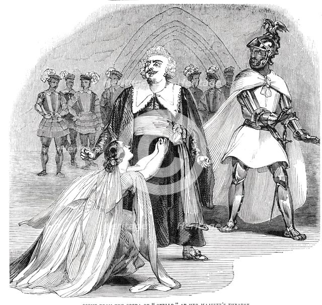 Scene from the opera of "Otello" at Her Majesty's Theatre, 1844. Creator: Unknown.