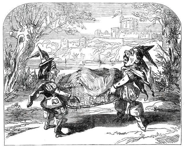 Scene from "The Merry Wives of Windsor; or, Harlequin and Sir John Falstaff, 1850. Creator: Unknown.