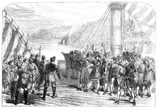 Scene from the new burlesque of "Columbus", at the Gaiety Theatre, 1869. Creator: Unknown