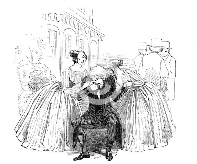 Scene from the new comedy of "Old Heads and Young Hearts", at the Haymarket Theatre, 1844. Creator: Unknown.