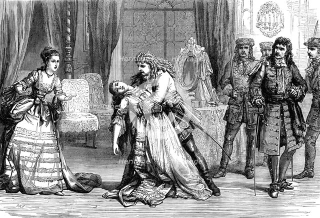 Scene from the new play, "Clancarty," at the Olympic Theatre, 1874. Creator: Unknown.