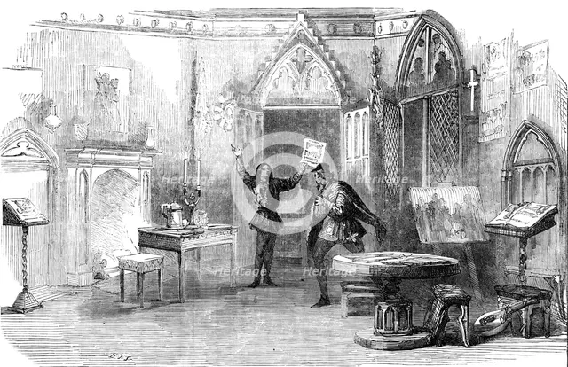 Scene from the New Play of "The First Printer", at the Princess' Theatre, 1856.  Creator: Unknown.