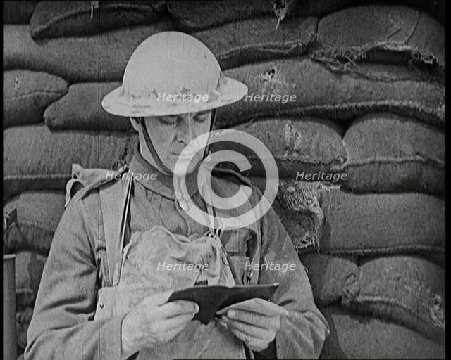 Scene from the Short Silent Feature Film 'Poppies of Flanders'. Male Actors..., 1920s. Creator: British Pathe Ltd.