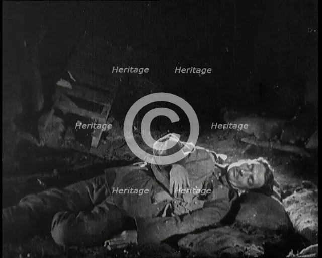 Scene from the Short Silent Feature Film 'Poppies of Flanders'. A Male Actor Portraying a..., 1920s. Creator: British Pathe Ltd.