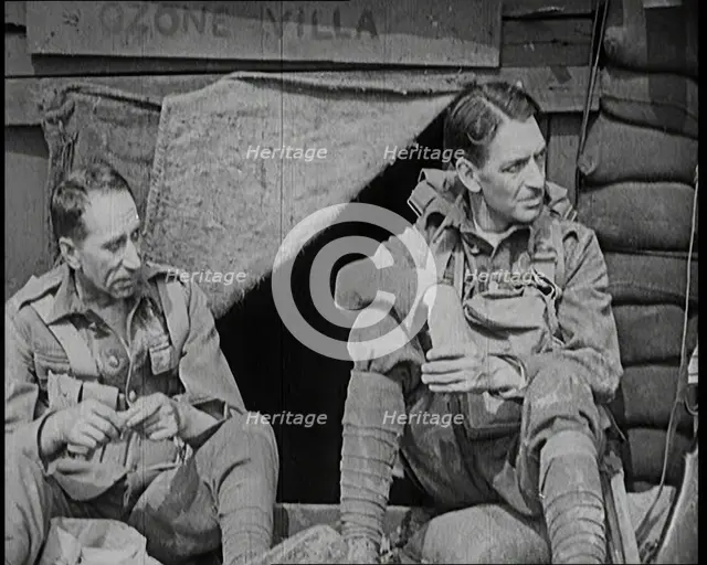 Scene from the Short Silent Feature Film 'Poppies of Flanders'. Two Male Actors Portraying..., 1920s Creator: British Pathe Ltd.