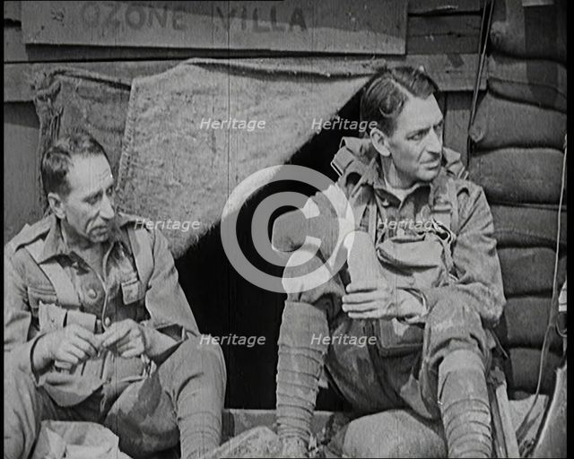 Scene from the Short Silent Feature Film 'Poppies of Flanders'. Two Male Actors Portraying..., 1920s Creator: British Pathe Ltd.