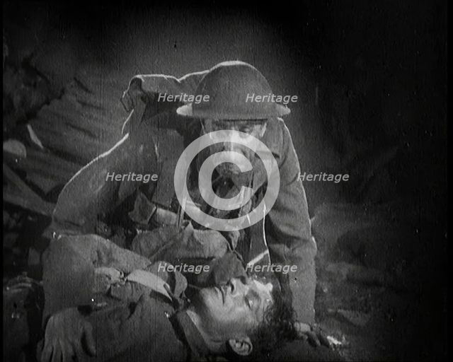 Scene from the Short Silent Feature Film 'Poppies of Flanders'. Two Male Actors..., 1920s. Creator: British Pathe Ltd.