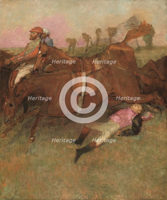 Scene from the Steeplechase: The Fallen Jockey, 1866, reworked 1880-1881 and c. 1897. Creator: Edgar Degas.