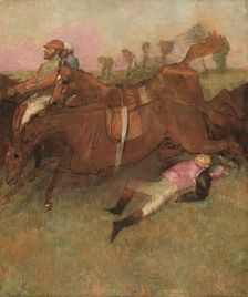 Scene from the Steeplechase: The Fallen Jockey, 1866, reworked 1880-1881 and c. 1897. Creator: Edgar Degas