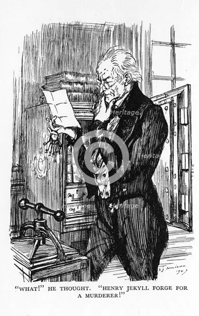 Scene from The Strange Case of Dr Jekyll and Mr Hyde by Robert Louis Stevenson, 1927. Artist: Edmund Joseph Sullivan