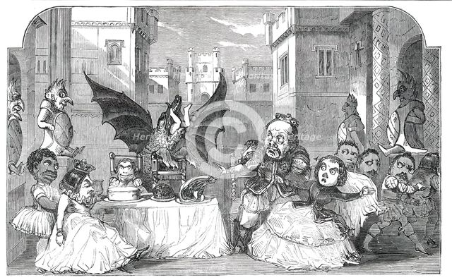 Scene from the Pantomime of "Harlequin and the Dragon of Wantley", at Sadler's Wells Theatre, 1850. Creator: Unknown.