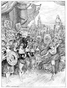 Scene from the pantomime The Forty Thieves at Dury Lane Theatre, London, 1887