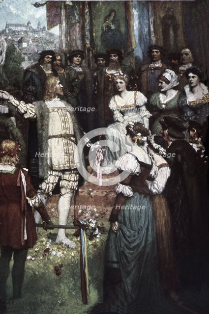 Scene from the play 'The Master Singers of Nuremberg', by Richard Wagner, composed in 1864, 1908. Creator: Leeke, Ferdinand (1859-1923).